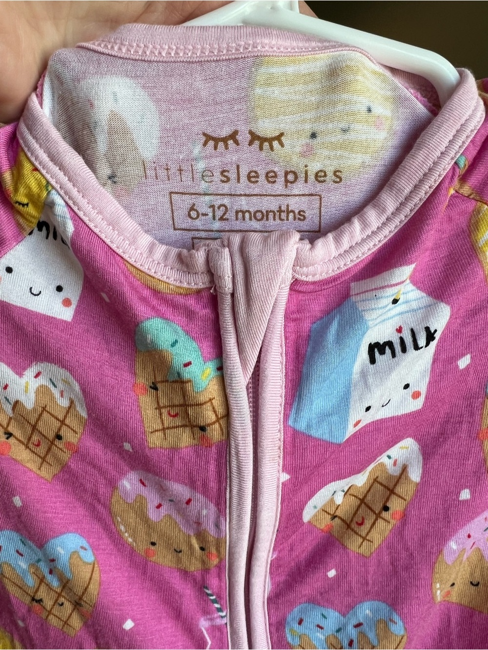 Little Sleepies Pink Milk & Cookies Footie Pajamas Size 6-12M VGUC - Picture 2 of 7
